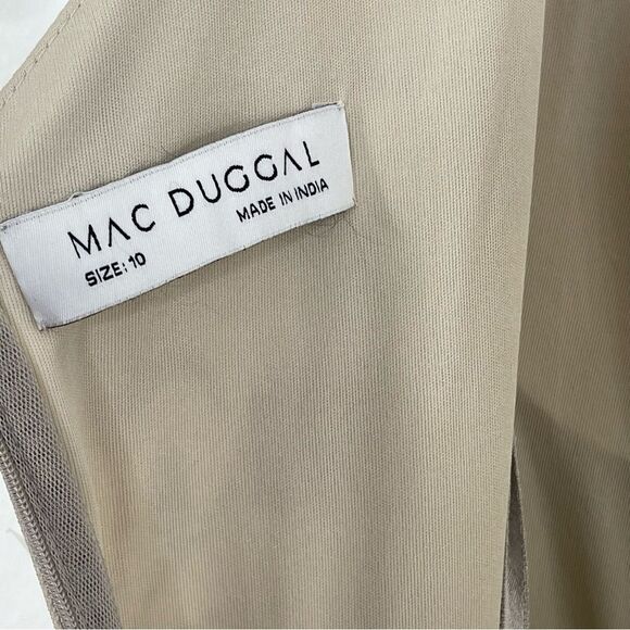 Mac Duggal 9141 Floral Embroidered Sleeveless Beige Multicolor Gown, Size 10 - Picture 11 of 14